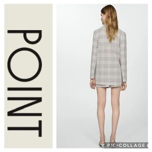 Point Checkered Long Line Blazer Sz 42/Large